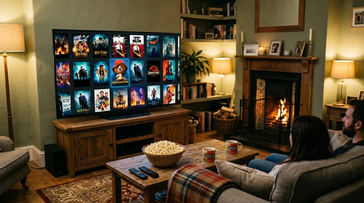 IPTV VOD UK – on demand film library displayed on smart TV